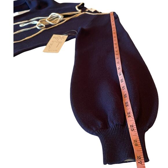 West Bridge Apparel Rare Prototype Knit Dress Navy Blue Lace-Up Front Size S/M - Picture 8 of 10